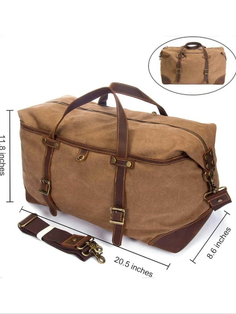 Emissary Duffle Bag Brown Leather & Waxed Canvas Large Travel Weekender For Men